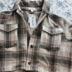 Banana Republic Checkered Overshirt in Black and Cream